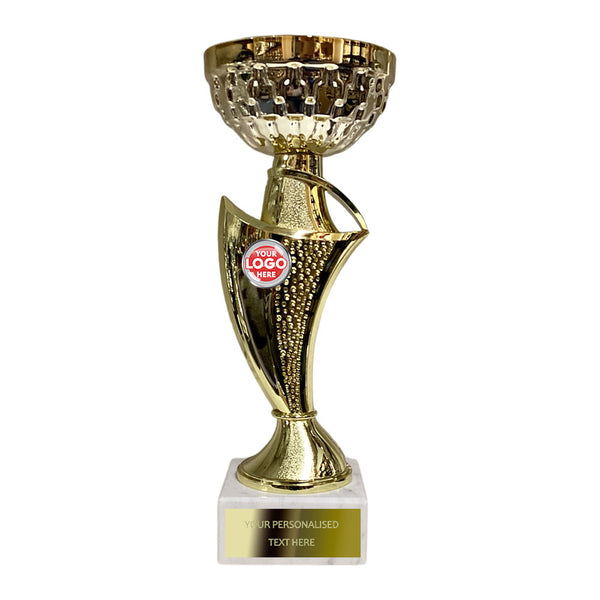 Stylish Gold Cup on White Marble Base (CUP108/9/10B)