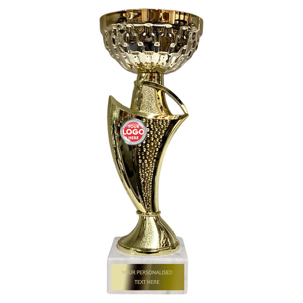 Stylish Gold Cup on White Marble Base (CUP108/9/10B)