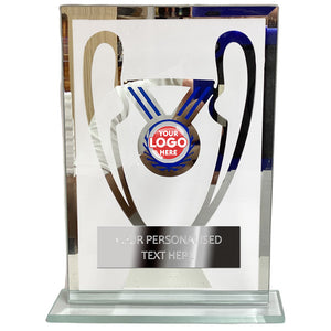 Rectangular Glass Award with Silver Trophy Design 50521