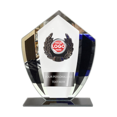 Shield-shaped Glass Award in Black&Silver (20571/3)