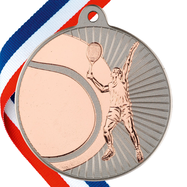 Tennis Embossed Medal on a Ribbon