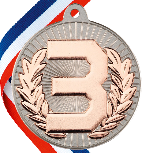 1st/2nd/3rd Embossed Medal on a Ribbon