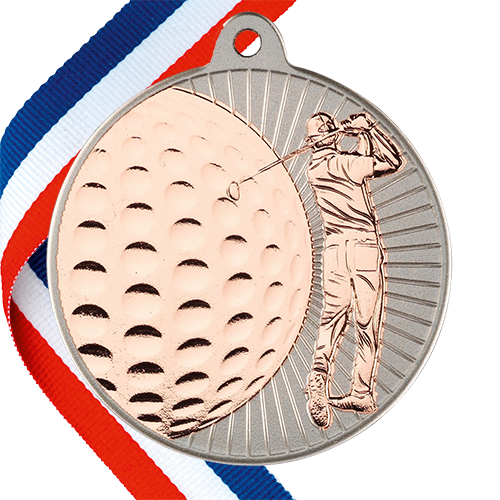 Golf Embossed Medal on a Ribbon