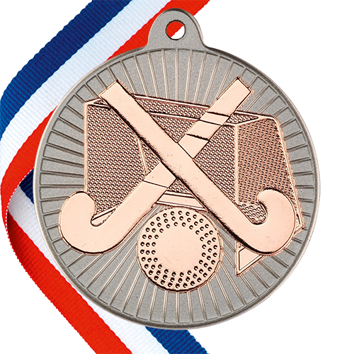 Hockey Embossed Medal on a Ribbon