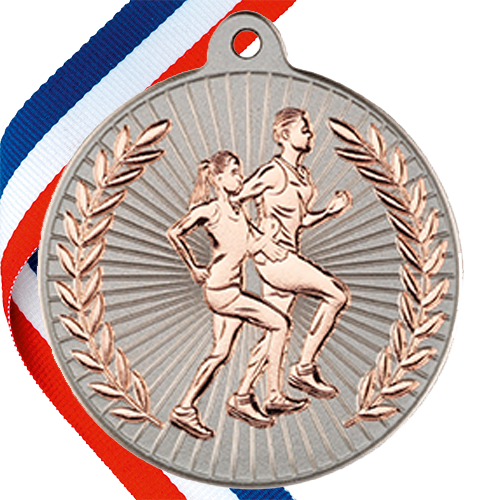 Running Embossed Medal on a Ribbon