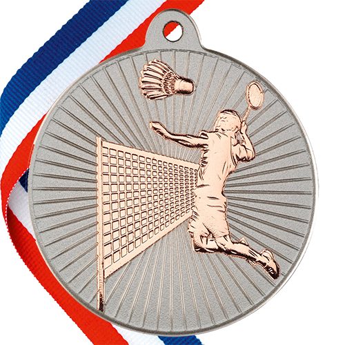 Badminton Embossed Medal on a Ribbon