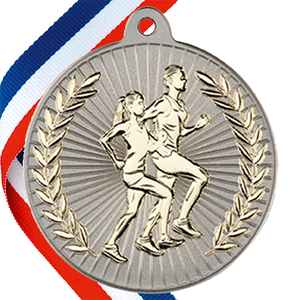 Running Embossed Medal on a Ribbon