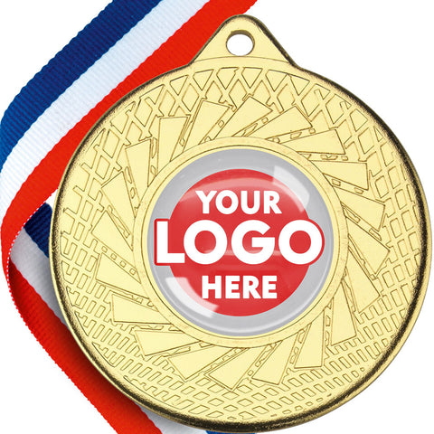 The Glossy Gel -  Blade Design Medal on a Ribbon with Domed Centre