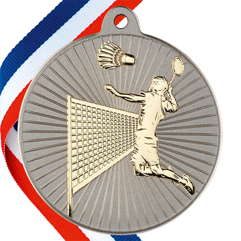 Badminton Embossed Medal on a Ribbon