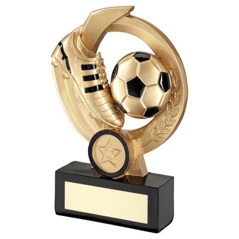 Gold and Black Football And Boot On Round Wreath (RF941)