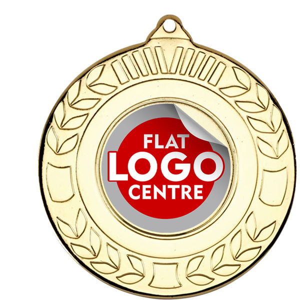 The  Embossed Laurel medal with custom flat logo