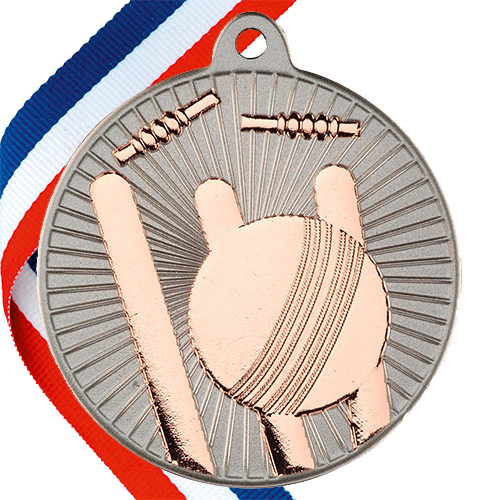 Cricket Embossed Medal on a Ribbon