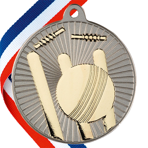 Cricket Embossed Medal on a Ribbon