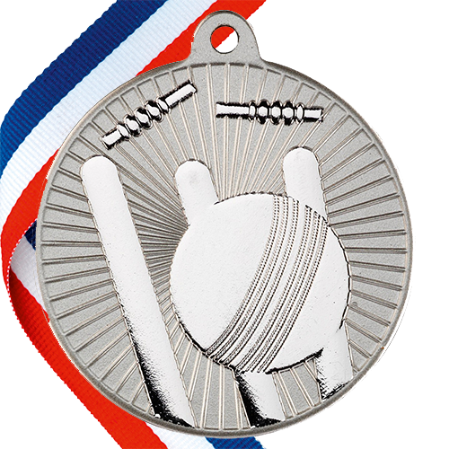 Cricket Embossed Medal on a Ribbon