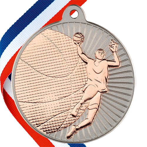 Basketball Embossed Medal on a Ribbon