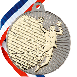 Basketball Embossed Medal on a Ribbon