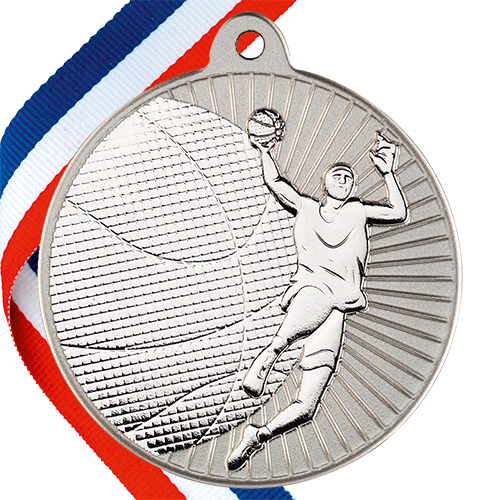 Basketball Embossed Medal on a Ribbon