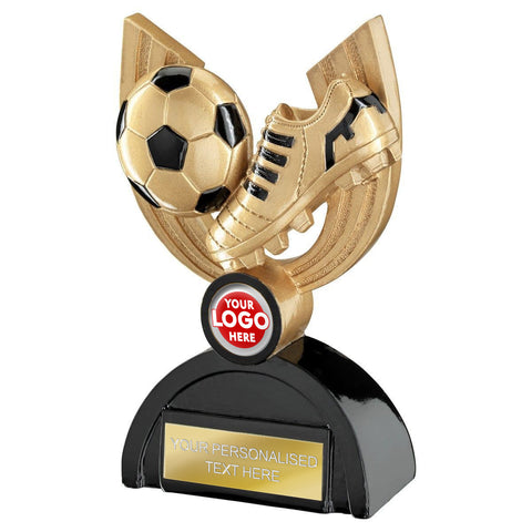 Gold and Black Football Boot and Ball Trophy (RF930)