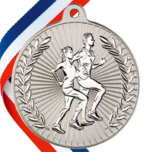 Running Embossed Medal on a Ribbon