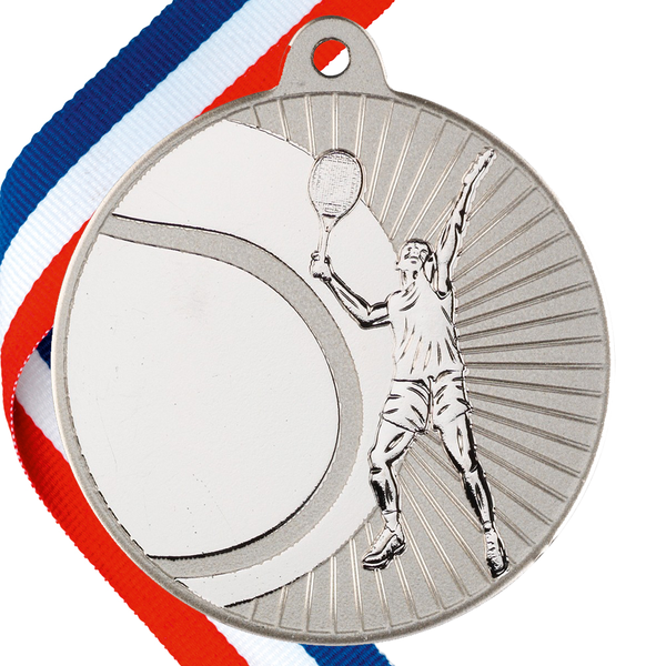 Tennis Embossed Medal on a Ribbon