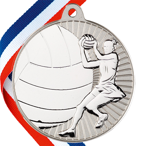 Netball Embossed Medal on a Ribbon