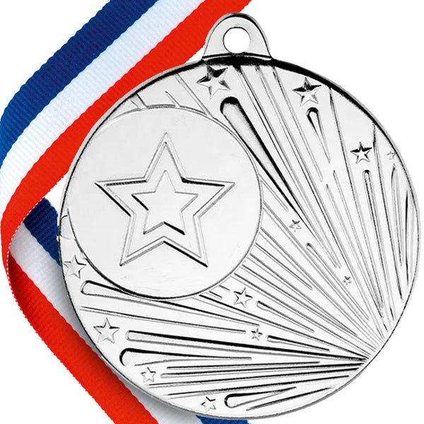 50mm Original Embossed Shooting Star Medal on a Ribbon