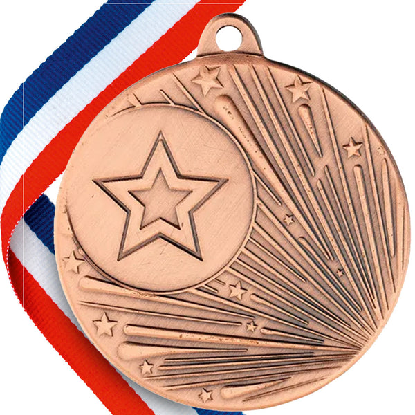 50mm Original Embossed Shooting Star Medal on a Ribbon