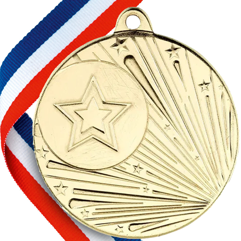 50mm Original Embossed Shooting Star Medal on a Ribbon