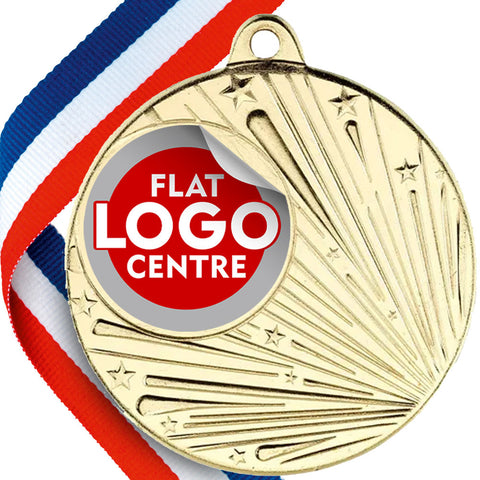 Shooting Star Design Medal with Flat Logo Centre