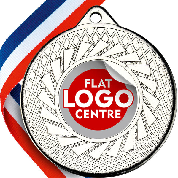 Blade Design Medal with flat centre on a ribbon