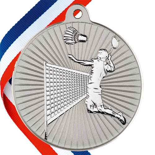 Badminton Embossed Medal on a Ribbon