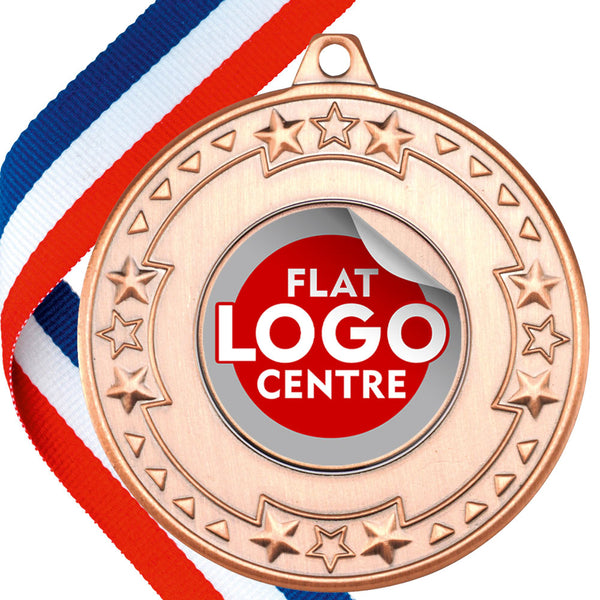 Star Edge Design Medal with Flat Logo Centre