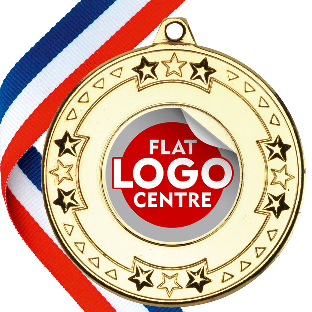 Star Edge Design Medal with Flat Logo Centre