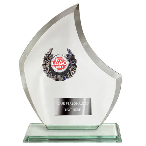 Top Quality Flame-shaped Bevelled Glass Trophy Award (T3727)