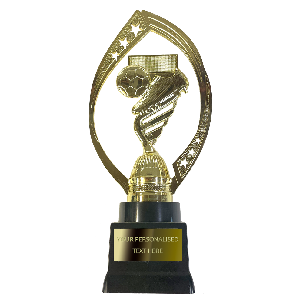 Stylish Football Trophy with Boot & Ball in Gold (X113 01)