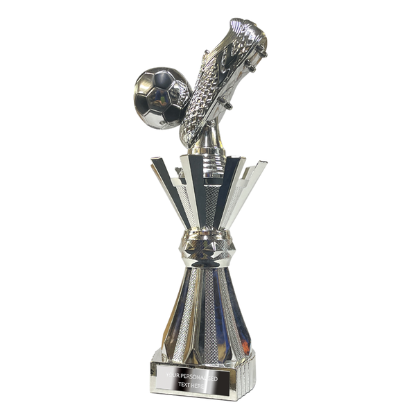 Elegant Football Trophy with 3D Boot & Ball in Silver (X621/2 02)