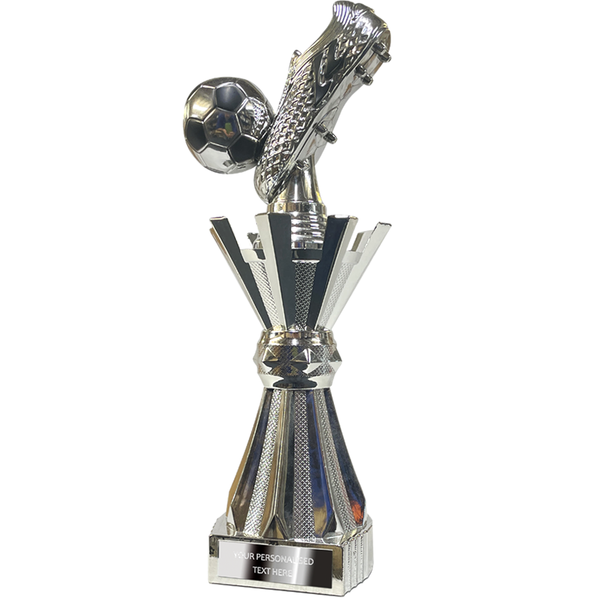 Elegant Football Trophy with 3D Boot & Ball in Silver (X621/2 02)