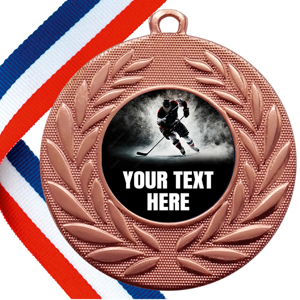 Set of Personalised Ice Hockey Wreath Medals On Ribbons