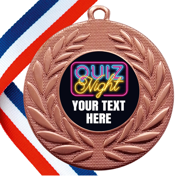 Set of Personalised Quiz Night Wreath Medals On Ribbons