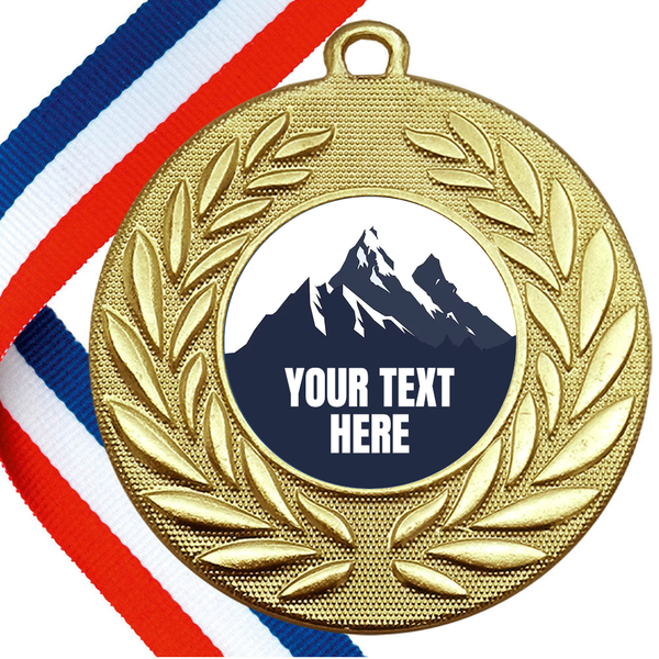 Set of Personalised 3-Peak Challenge Wreath Medals On Ribbons