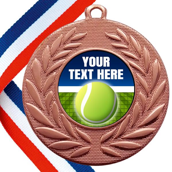 Set of Personalised Tennis Wreath Medals On Ribbons