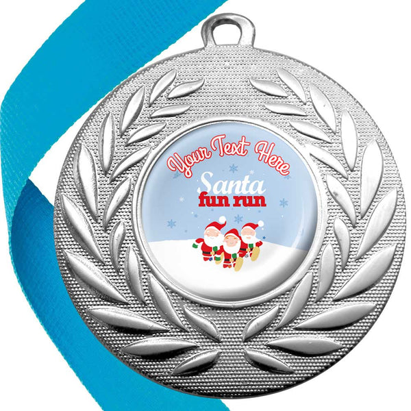 Santa Fun Run Wreath Medals Snow Design